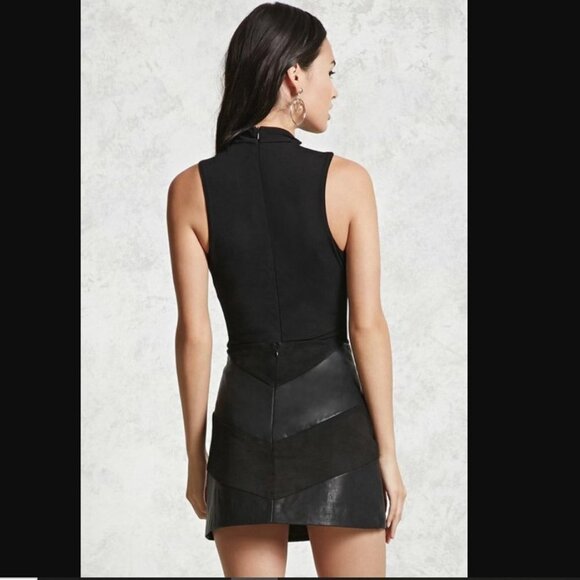 F21 Forever21 Lace Up Choker Bodysuit Thong Plus Size Rave 2x - Picture 4 of 13